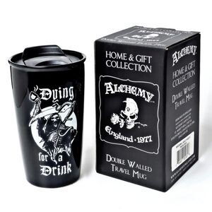 Alchemy Gothic “Dying for a Drink” Travel Mug – Double-Walled Ceramic 12oz